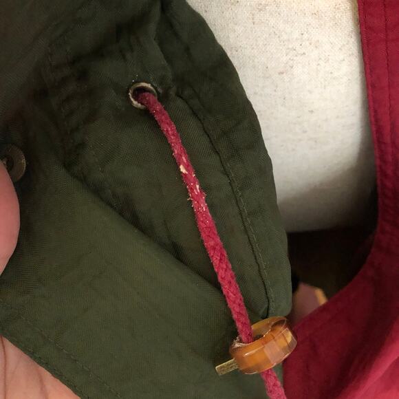 VTG Eddie Bauer Long Hooded Raincoat SP Red Green Nylon 90s Gorpcore Preppy - Picture 14 of 14